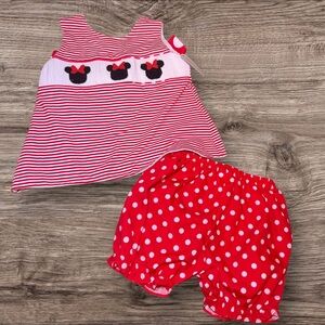 Red Striped and Polka Dot Minnie Mouse  Outfit
